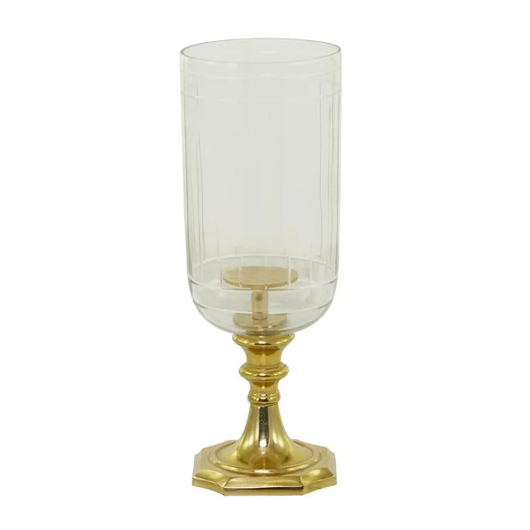 GOLD ALUMINUM HURRICANE LAMP,