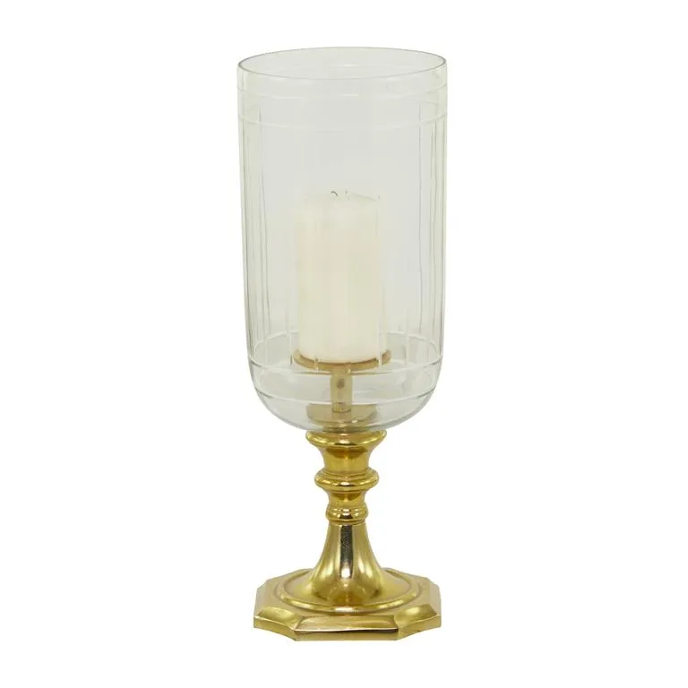GOLD ALUMINUM HURRICANE LAMP,