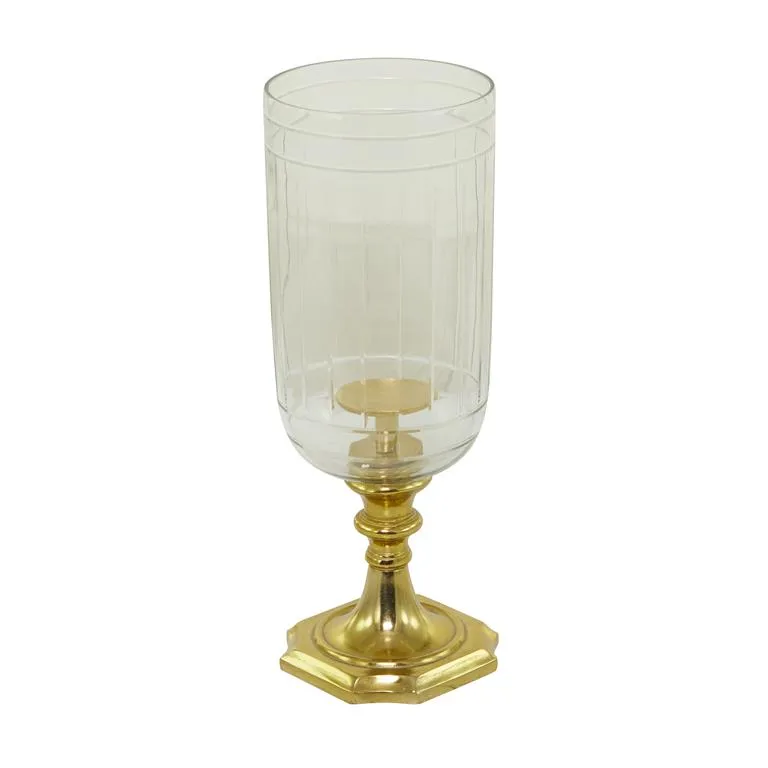 GOLD ALUMINUM HURRICANE LAMP,