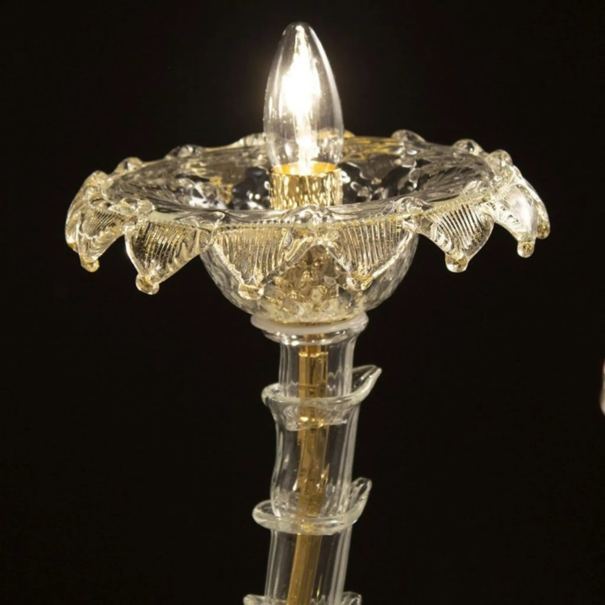 Gold & Clear Murano Glass Rezzonico Chandelier - 10 Arms
