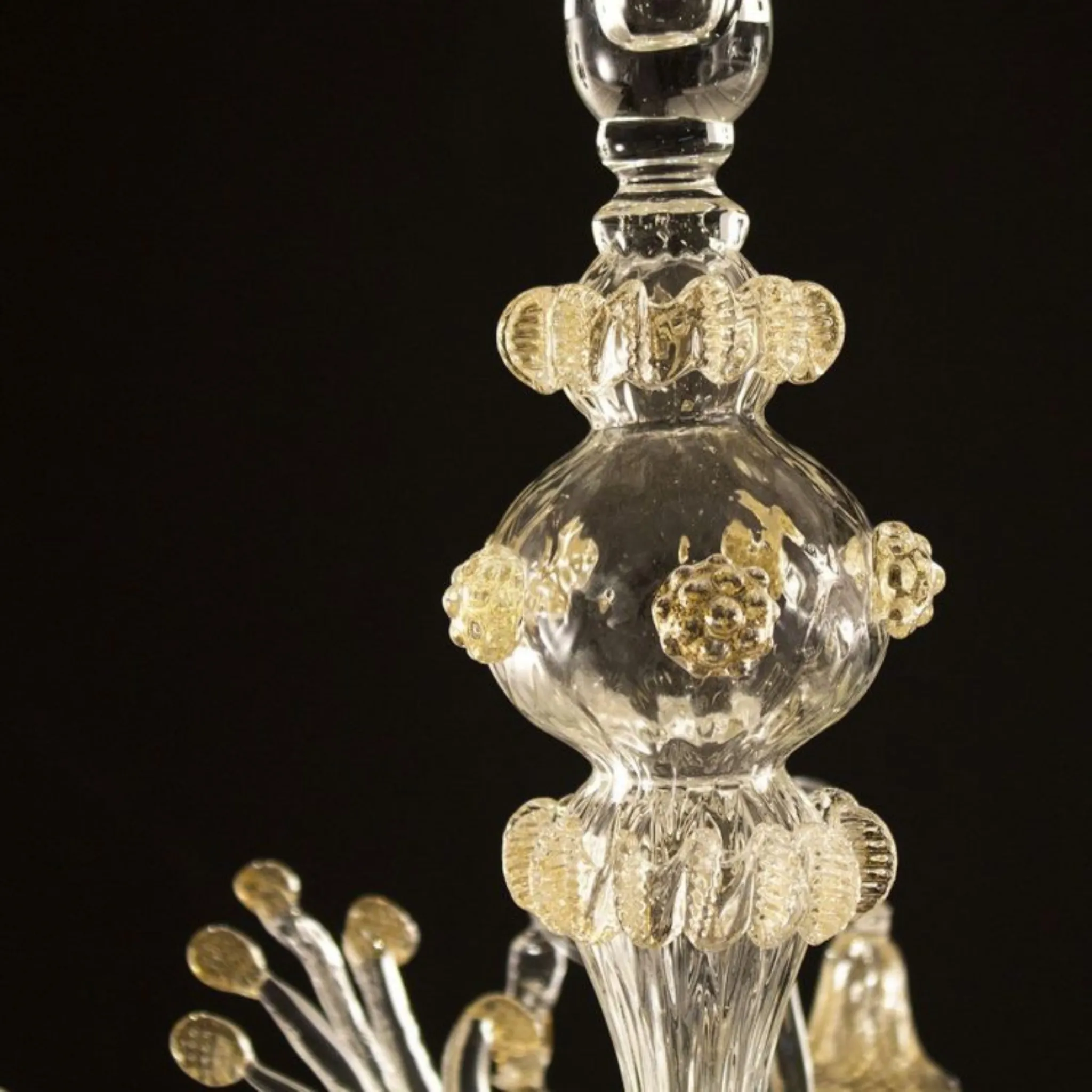 Gold & Clear Murano Glass Rezzonico Chandelier - 10 Arms