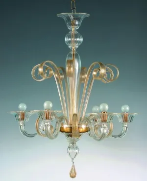 Gold Murano Glass And Crystal Chandelier