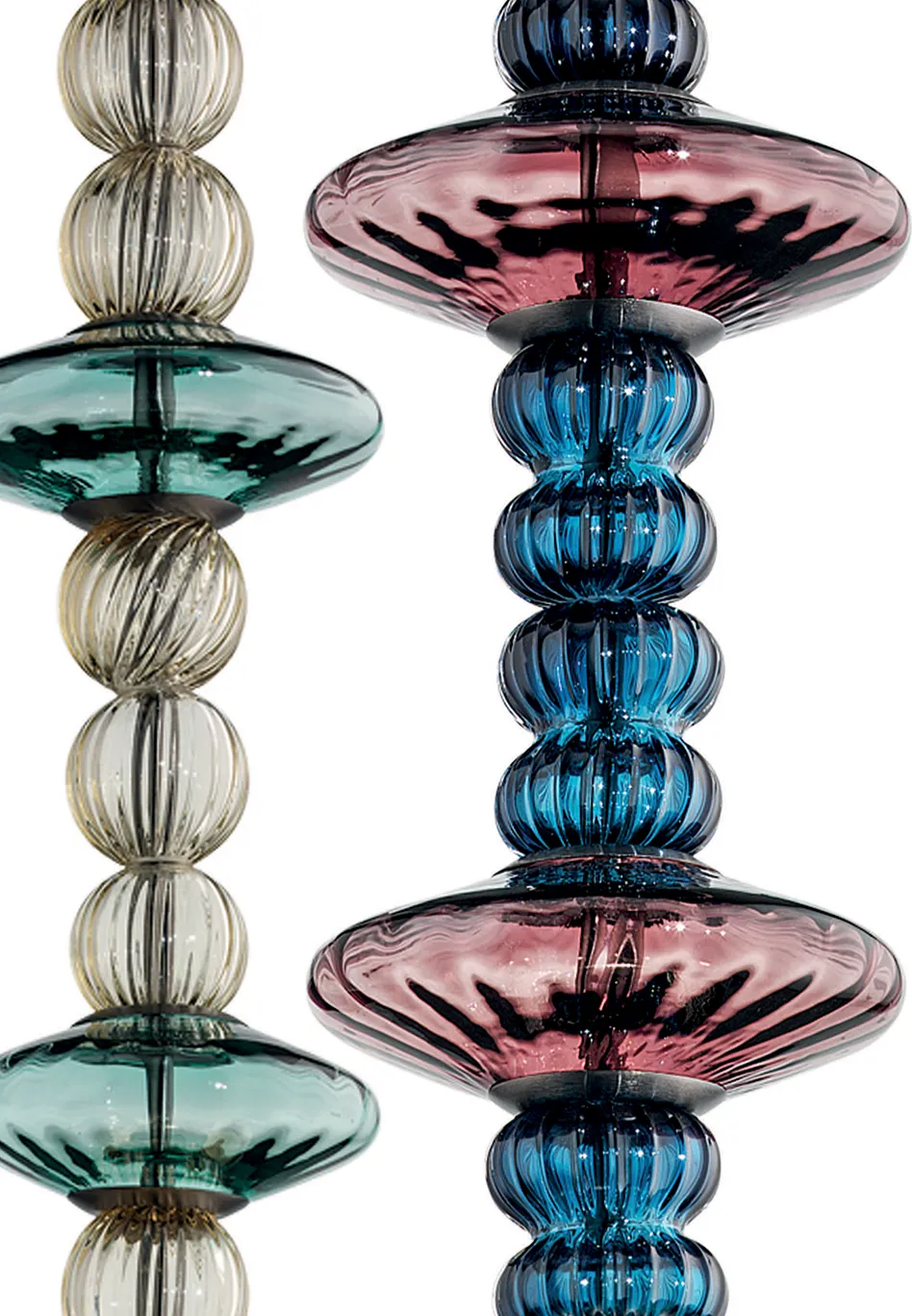 Handcrafted Artistic Single Pendant Ceiling Lamp with Murano Glass and Lampshade.