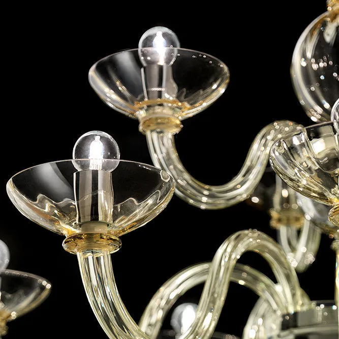 Handcrafted Luxurious Three-Tier Venetian Chandelier Lamp With Twenty-Eight Shades And Murano Glass