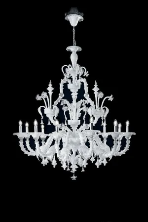Handcrafted Ornamental Antique Fine Italian Chandelier With Twelve Lights And Murano Glass