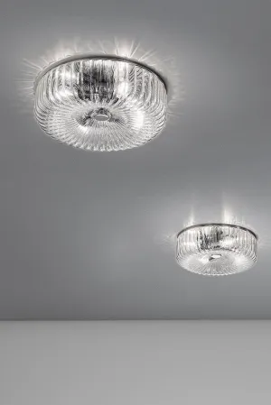 Handcrafted Sophisticated Modern Medium Flush Ceiling Lamp With Murano Glass