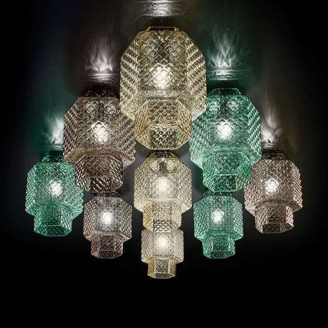 Handmade Precious Small Ceiling Lamp With Murano Glass