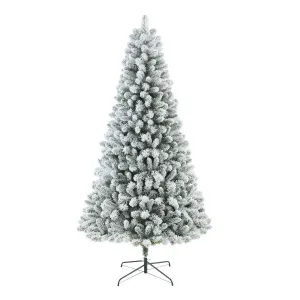 Holiday Time 253T24011 7.5ft Pre-Lit Flocked Frisco Pine Artificial Christmas Tree, 350 LED, Green, 7.5'