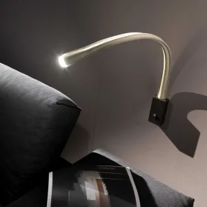 Italian Designer Wall Reading Lamp In White, Brown, Or Black Leather