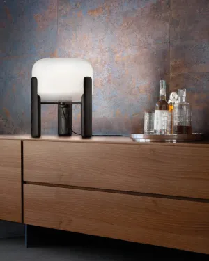 Italian Hand Blown Glass | Table Lamp | Wooden Base