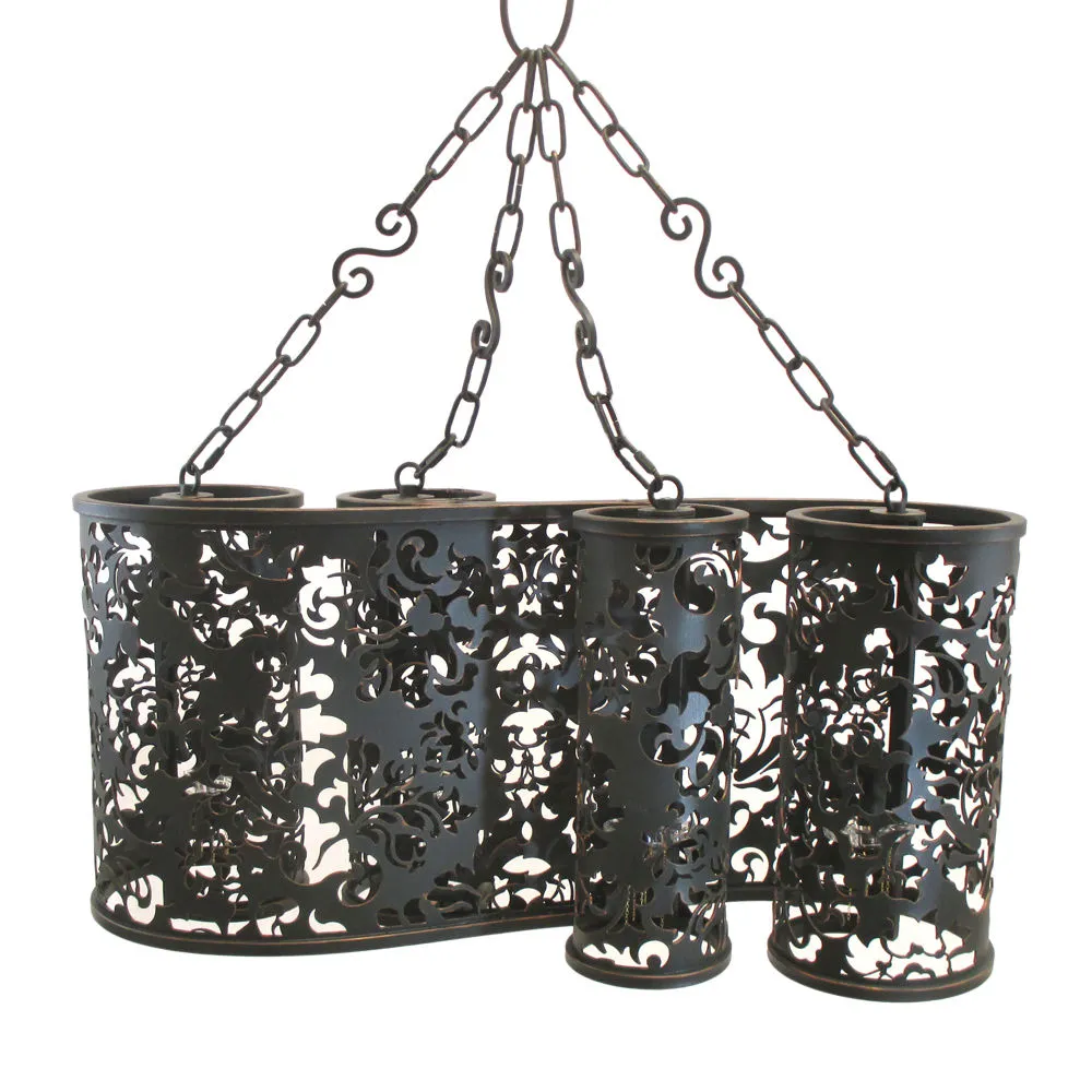 Kalco Lighting B2535 AC Ophelia Collection Four Light Pendant Chandelier in Antique Copper Finish