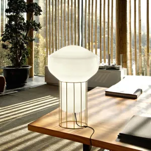 Large Aerostat Glass And Metal Table Lamp From Fabbian