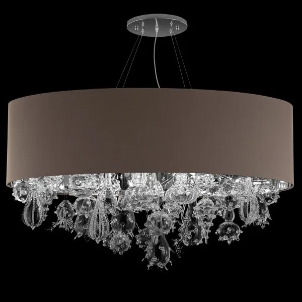Large Brown Lampshade With Artistic Glass Pendants