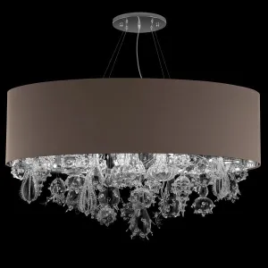 Large Brown Lampshade With Artistic Glass Pendants