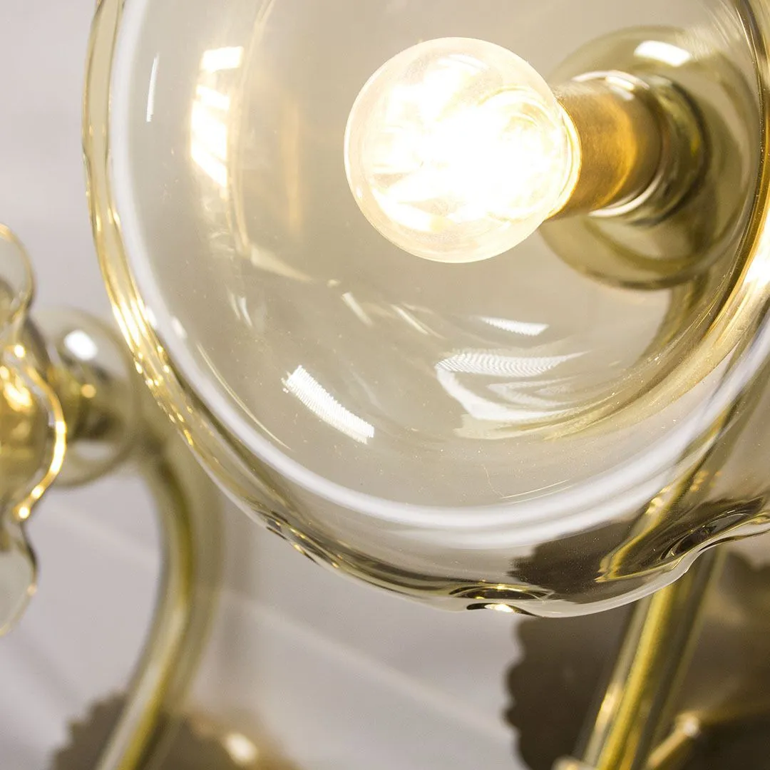 Light Amber Murano Glass Flower Wall Lamp