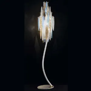 Lovely modern Italian floor lamp with  Murano glass "leaves" in custom colours