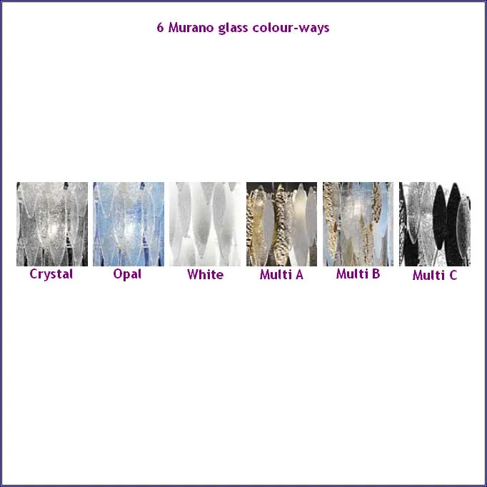 Lovely modern Italian floor lamp with  Murano glass "leaves" in custom colours