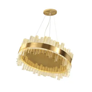 Luxury Round Gold Glass Tube Chandelier