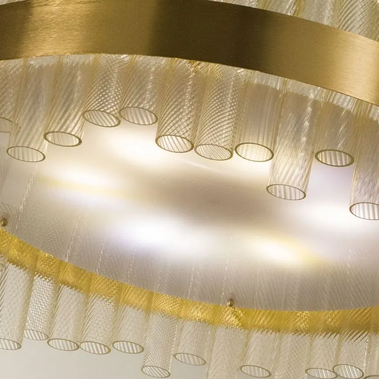 Luxury Round Gold Glass Tube Chandelier