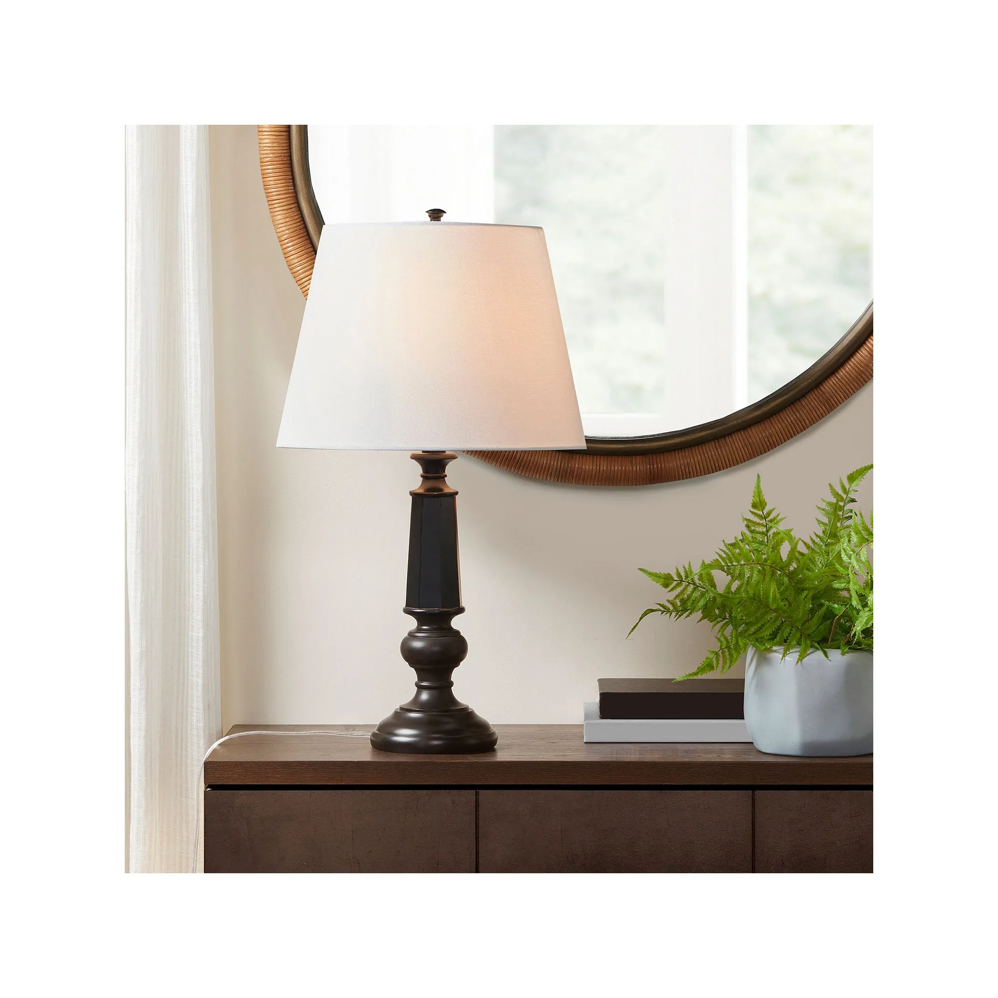 Martha Stewart Landsdown Black Faceted Resin Table Lamp - BLACK ONE SIZE