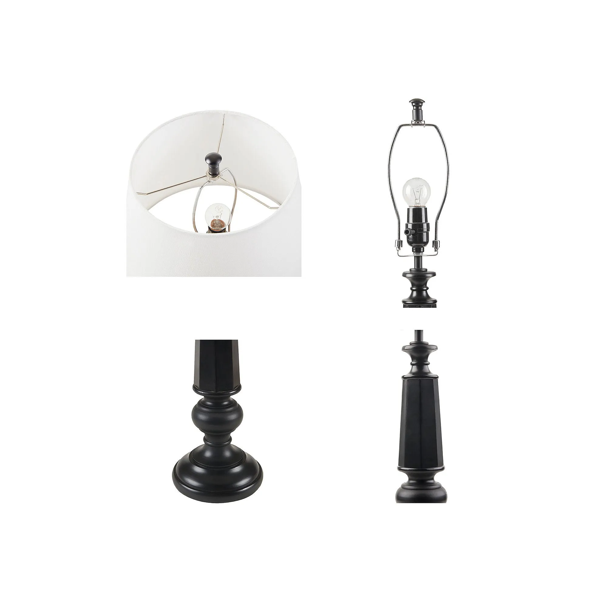 Martha Stewart Landsdown Black Faceted Resin Table Lamp - BLACK ONE SIZE