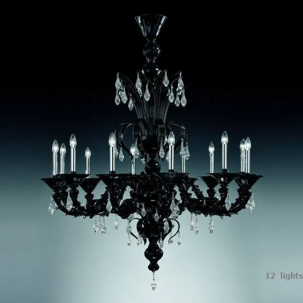 Milky White Rezzonico-Style Ten-Light Venetian Chandelier
