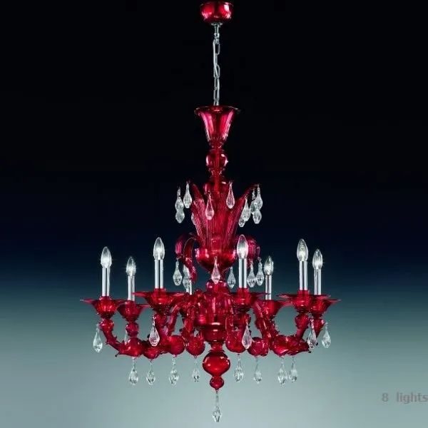 Milky White Rezzonico-Style Ten-Light Venetian Chandelier