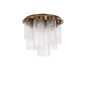 Modern Ceiling Lamp With Glass Tubes & Brass Frame
