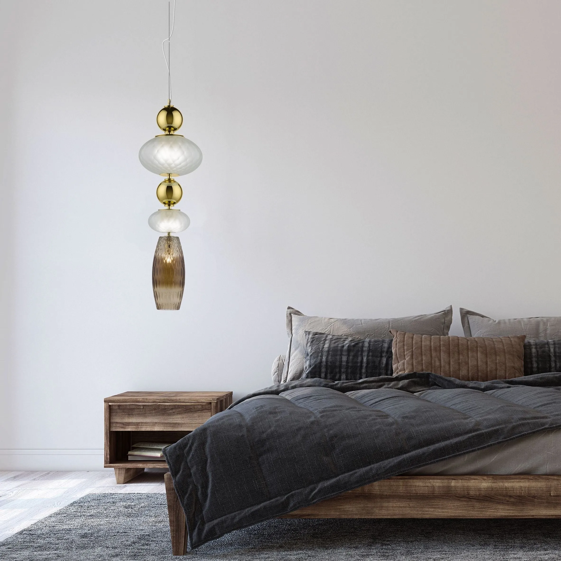 Modern Frosted Stacked Glass Globe Pendant