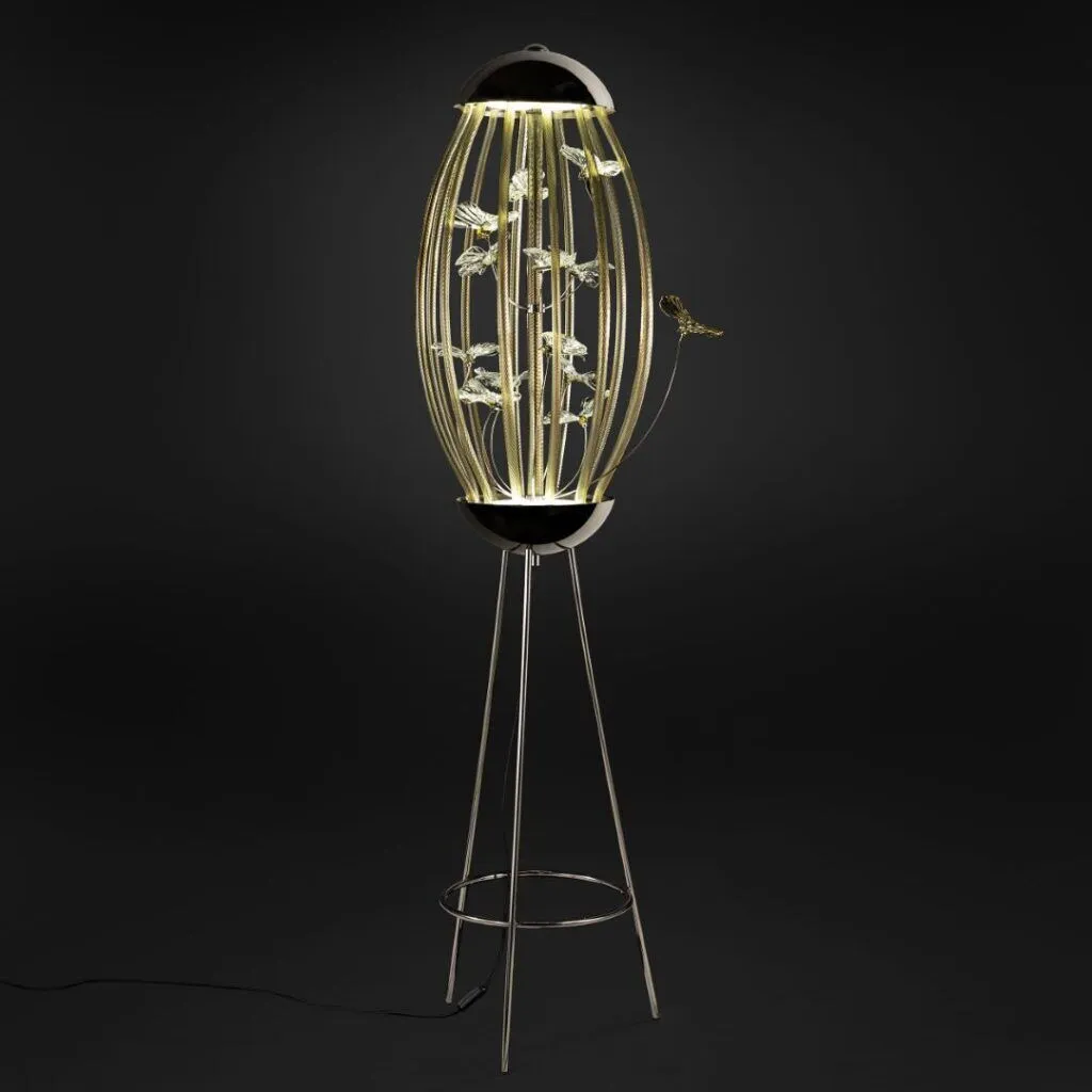 Modern Glass Butterfly Cage Floor Lamp