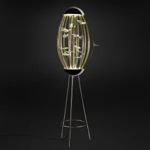 Modern Glass Butterfly Cage Floor Lamp