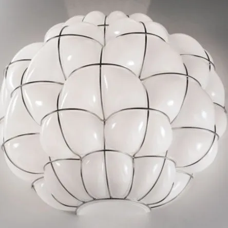 Modern Milky-White Or Clear Murano Glass Table Lamp With Wire Frame
