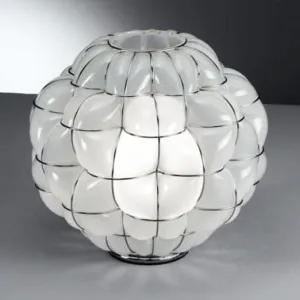 Modern Milky-White Or Clear Murano Glass Table Lamp With Wire Frame