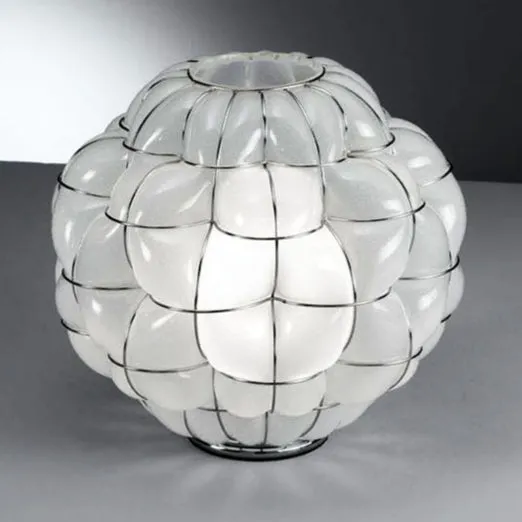 Modern Milky-White Or Clear Murano Glass Table Lamp With Wire Frame