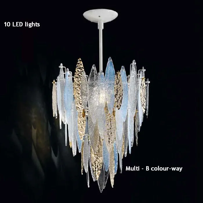 Modern Murano Glass & Led Ceiling Pendant With Custom Glass Colors