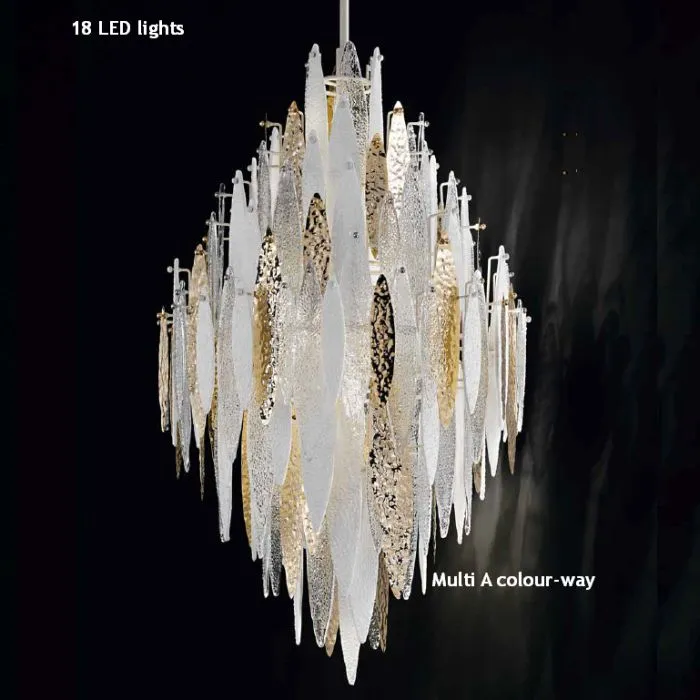 Modern Murano Glass & Led Ceiling Pendant With Custom Glass Colors