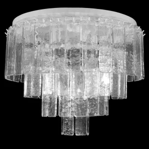 Modern Round Textured Glass Ceiling Lamp With White Frame