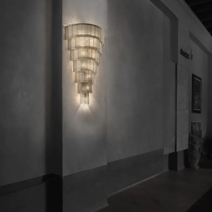 Modern Satin Smoke Glass Multi-Tiered Wall Chandelier