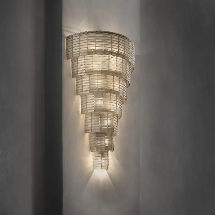 Modern Satin Smoke Glass Multi-Tiered Wall Chandelier