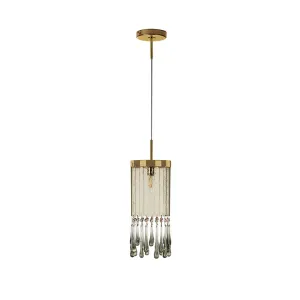 Modern Smoke Glass & Premium Crystal Tube Pendant