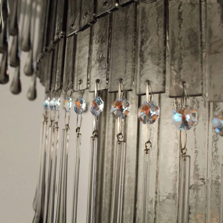 Modern Smoke Glass & Premium Crystal Tube Pendant
