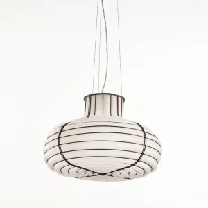 Modern Venetian Cage-Style Pendant Light With White Murano Glass Diffuser