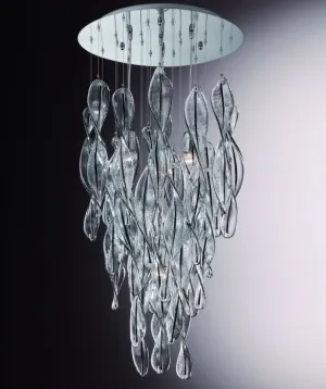 Modernist Style Ceiling Light With Clear And Black Piastra Glass