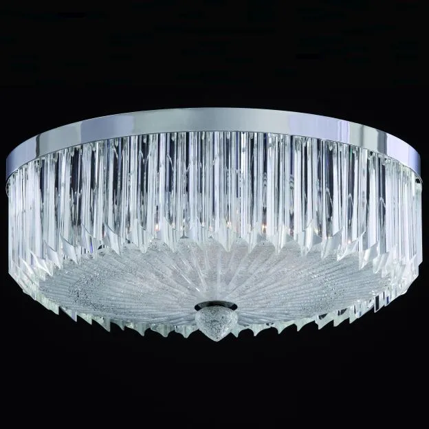 Murano Quadriedri Prism Flush Light In 3 Sizes With Polished Chrome Or Gold Frame