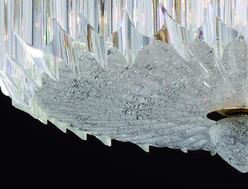 Murano Quadriedri Prism Flush Light In 3 Sizes With Polished Chrome Or Gold Frame