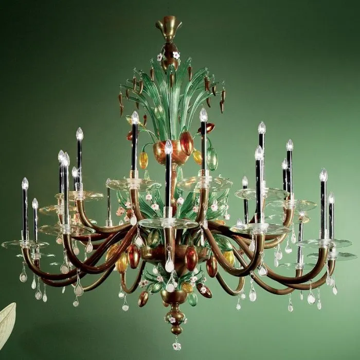 Muricanu Chocolate Murano  24 Light Chandelier By De Majo