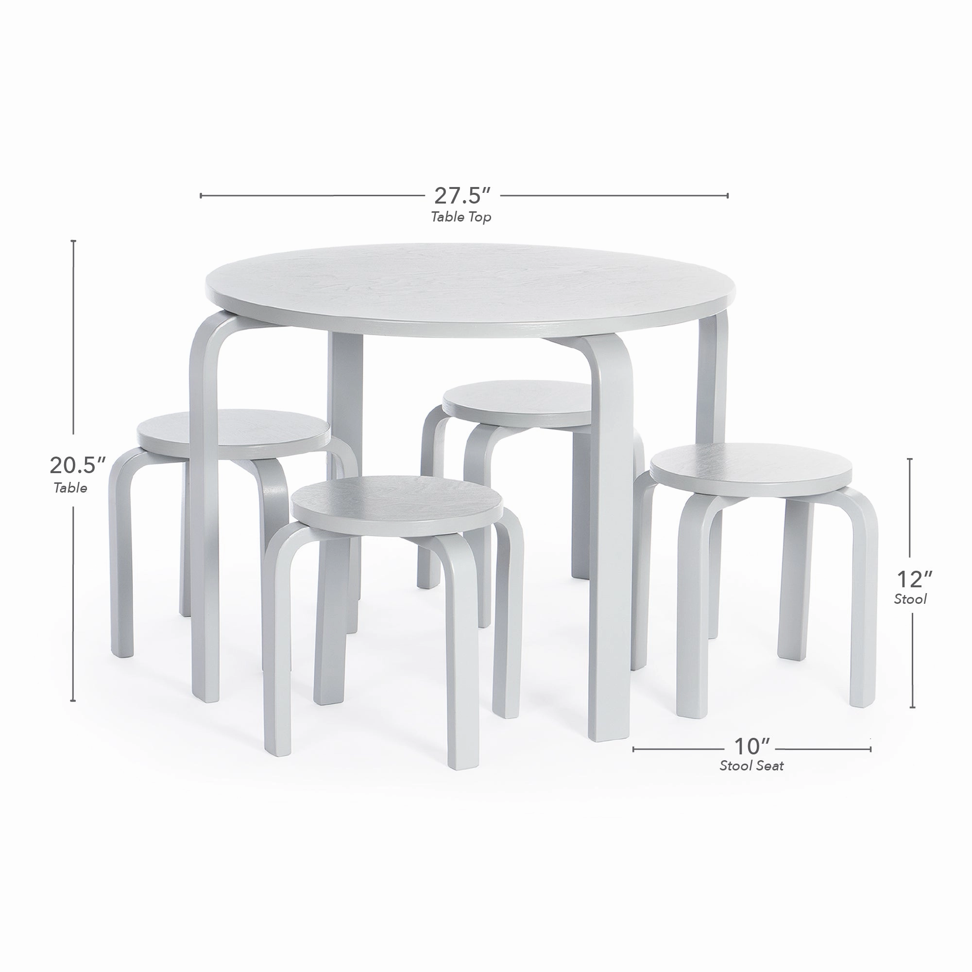 Nordic Table and Chairs Set - Gray