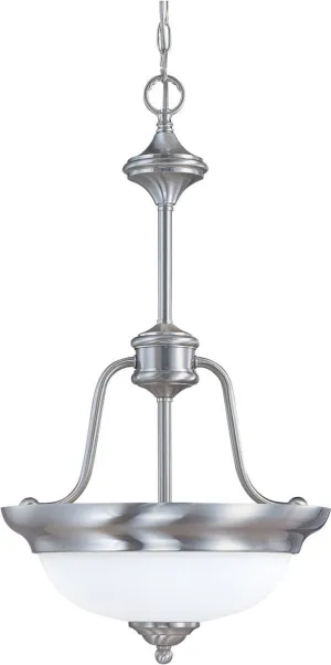Nuvo Lighting 60-2562 Glenwood Collection Two Light Energy Star Rated GU24 Fluorescent Hanging Pendant Chandelier in Brushed Nickel Finish
