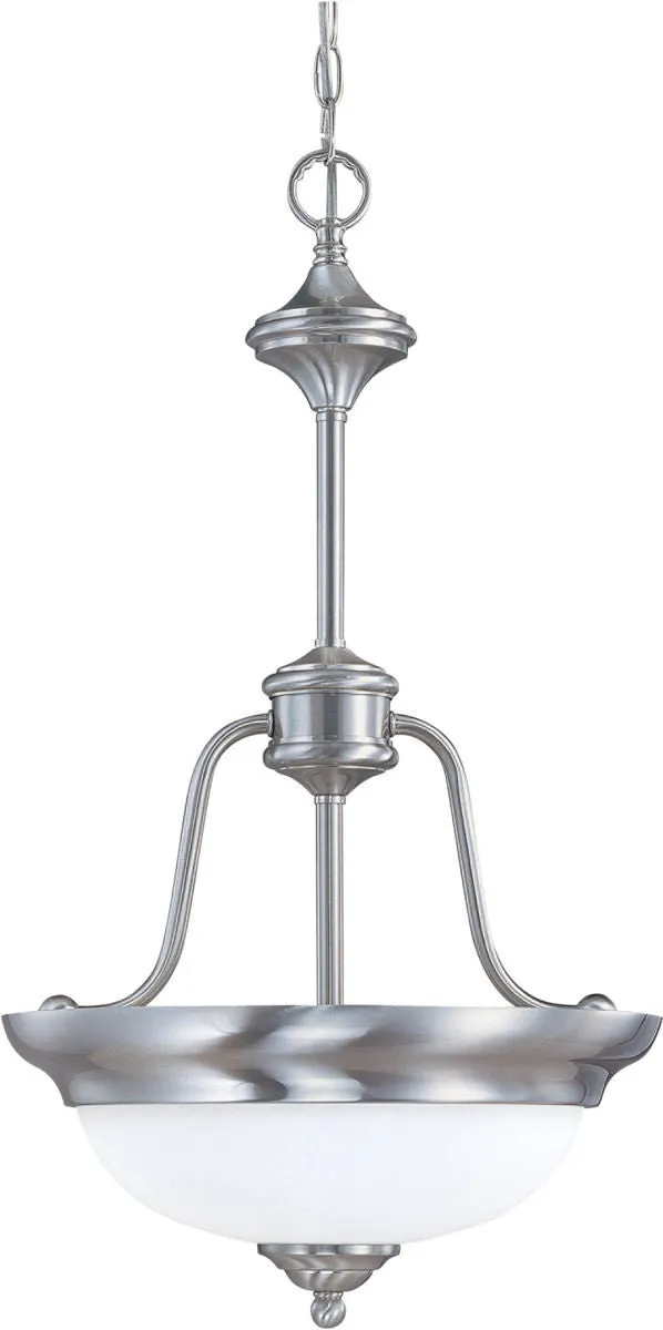 Nuvo Lighting 60-2562 Glenwood Collection Two Light Energy Star Rated GU24 Fluorescent Hanging Pendant Chandelier in Brushed Nickel Finish