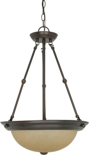Nuvo Lighting 60-3112 Signature Collection Three Light Energy Star Efficient G24 Hanging Pendant Chandelier in Mahogany Bronze Finish